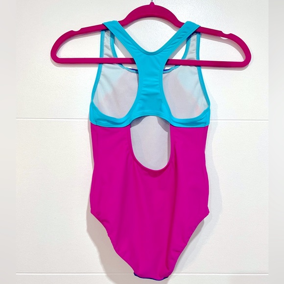 Girls Speedo One Piece Professional pool Swimsuit Bathing Suit Pink Blue Size 10 - Picture 2 of 6